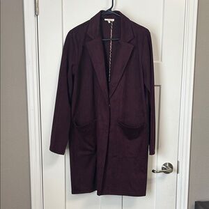Mystree Deep Burgundy Blazer Coat